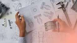 Engineer working on technical drawings