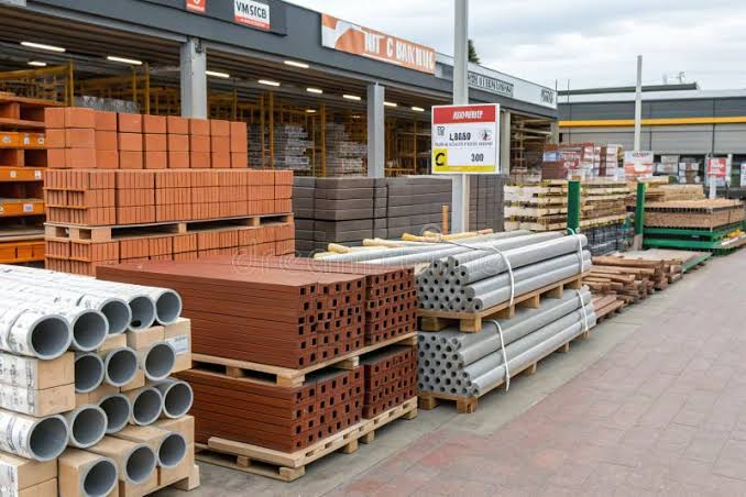 Bricks, pipes and building materials yard