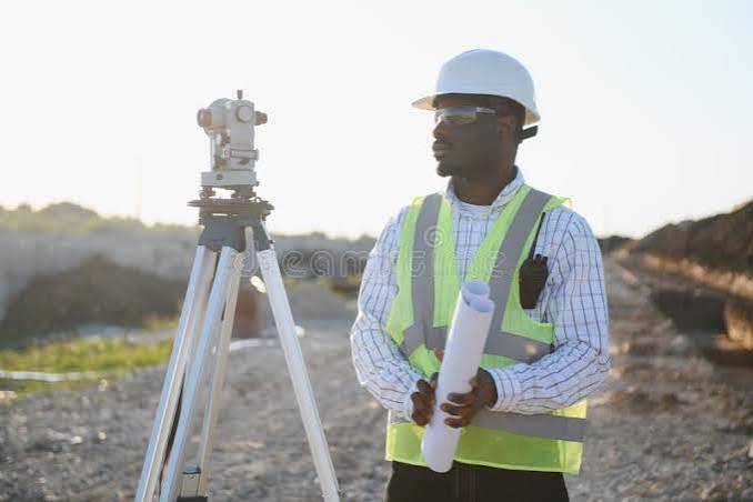 Surveyor beside a theodolite on site